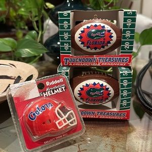 UF Florida Gators Touchdown Treasures  Christmas Ornament Bundle helmet Football